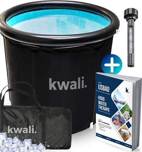 kwali.® IJsbad XL Pro 2024 - Zitbad voor Volwassenen - Wim Hof Ice Bath Bucket - Dompelbad - Buitenbad - Inc. Thermometer en Eboek met Meditatie Tips - 300 liter