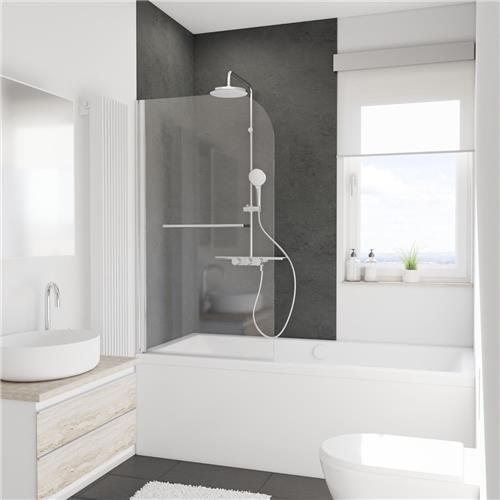 Schulte badwand met Handdoekhouder - 80 x 140 cm - chroom profiel - helder veiligheidsglas - nano antikalk