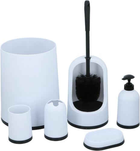 Alpina - 6 Badkameraccessoires 6.5L - Toiletborstelbak Zeep - Wc Borstel - Wc Borstel Met Houder Wit