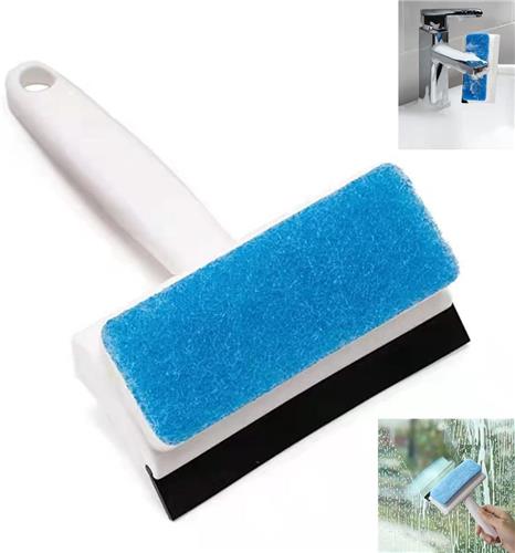 SNQ 2 in 1 badkamer schoonmaakgereedschap - Dubbelzijdige glasborstel - Voor spiegels, toiletten, badkuipen en glas - Deur- en raamreinigingsbenodigdheden - Blauw