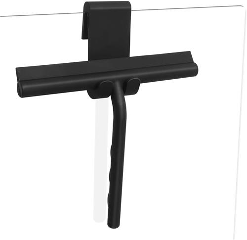 KZQ Wisser - Glazen deur douchewisser - Ergonomische handgreep - Volledige siliconen hoes wisser - Met ergonomische handgreep en boorvrije haak - Reinigingstool voor ramen, spiegels, tegels, badkamer en auto - Zwart