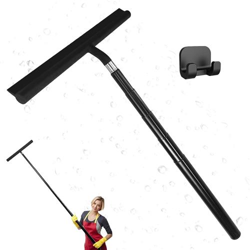 SNQ Wiper - Telescopische douchewisser - Inclusief zuignaphaak - Voor glazen deuren, betegelde douchewanden en badkamers - 107 cm x 33 cm - Zwart