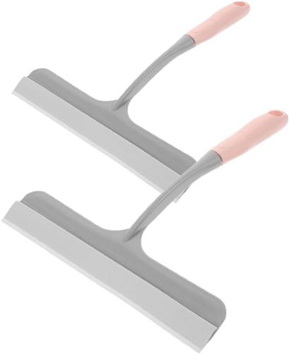SNQ 2 stuks - Ruitenwisser - Tegelkrabber - Voor het reinigen van voorruiten en spiegels - Multifunctionele ruitenwisser - Voor thuis en auto - Siliconen - Roze