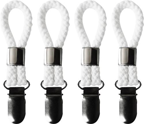 SNQ Handdoekklemmen - 4 Stuks - Theedoekhaken - Haken - Handdoekenrek - Handdoekring Met Clips - Wit