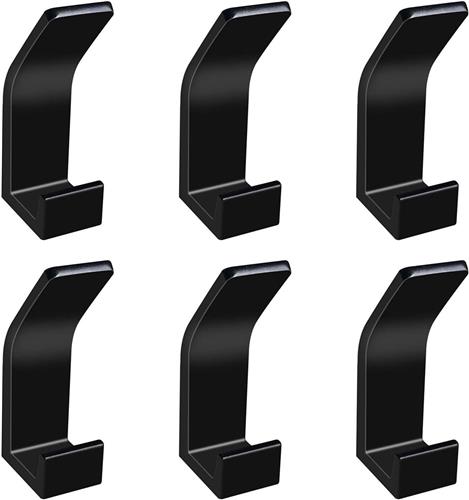SNQ Handdoekenrek zonder boren - 6 stuks - Zwarte kledingkasthaken - Geen boorhaken - Badkamerhanddoekrek, zelfklevend handdoekenrek, kapstokken voor badkamer, keuken, toilet