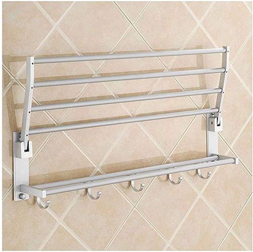 SNQ Dubbele muur kleding Airer-Wanddroger en handdoekrail gemonteerde badkamer bad handdoekrails houder opbergrek plank-40cm