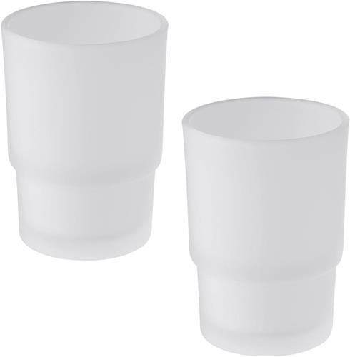 KZQ 2 stuks - Mondwaterbeker - Tandenborstelbeker - Glazen tandenborstelbeker - Wandvervangstuk - Tandenborstelhouder - Badkameraccessoires - Wit