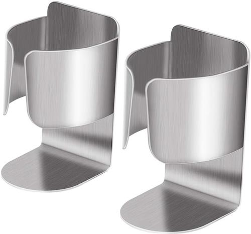 SNQ Elektrische tandenborstelhouder, 2-pack - wandmontage - met sterke lijm - roestvrijstalen tandpasta-opbergrek, geschikt voor badkamer - 4*4*7CM
