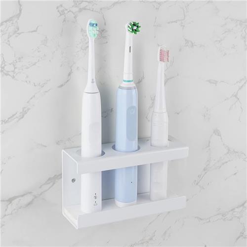 SNQ Tandenborstelhouder - Elektrische Tandenborstelhouder voor Badkamer - Zonder Boren - Met 3 Gaten (Ø 35 mm) - Wit