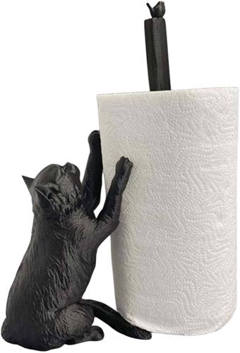 REFTTENW Keukenrolhouder  Toiletpapier Houder - Wc Rolhouder - Staande Keukenrolhouder Met Katvorm - Geschikt Voor Keuken, Badkamer Of Woonkamer  Zwart