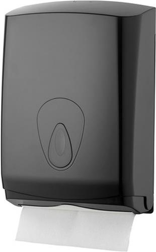 Handdoekdispenser, papieren handdoekjes dispenser, papieren handdoek houder - PQB20MidiH, Midi, kunststof, zwart