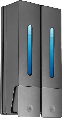 SNQ Zeepdispenser - wandmontage zonder boren - 2 stuks 400 ml zeepdispenser - zeepdispenser - wand voor keuken, badkamer, douchegeldispenser (zwart)