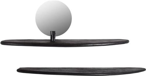 by Mooss - Wand Planchet - Set van 2 - Zwart - Spiegel - 80 cm - Stijlvol - Wandplank - Abstract - Uniek - Trendy