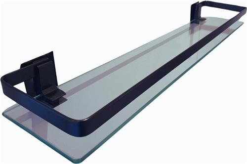 Hoexs - Doucherek 50cm - Zwart - Planchet - Badkamerplank - RVS - Wastafel Glas | Wandplank Badkamer | Wastafel