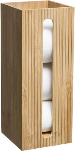 5Five Wc/toiletrolhouder reservoir - bruin - 3 rollen - 36 cm - bamboe - Wc-rol houder
