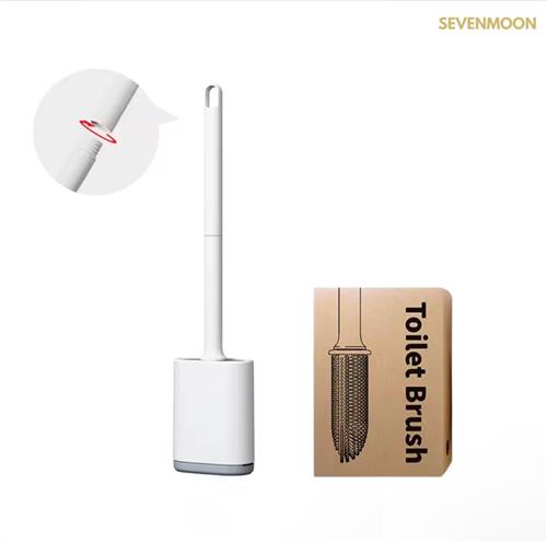 SEVENMOON® Luxe Siliconen Toiletborstel met Houder- wc borstel - Sneldrogend, Stevig en Hygiënisch - Muurmontage of Vrijstaand - Modern en Duurzaam Design - Wit