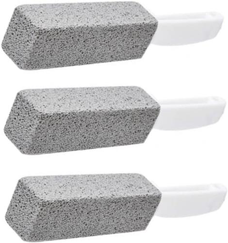 SNQ Reinigingspuimsteen - 3 stuks - 23,5×3,7×3,7 cm - Toiletpuimsteen - Toiletborstel - Schuurspons - Ontkalker - Voor zwembaden, badkamers, keukens - Grijs