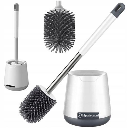Elpatron.nl Schoonmaakartikelen-toiletborstel-wc borstel-Toiletborstel met houder-siliconen-zonder spatten-Flexiblele toiletborstel-Wandgemonteerde en vloerstaand-gemakkelijk schoon-vrijstaand en Hangend