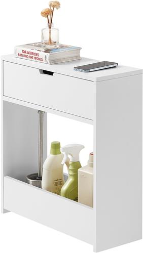 SoBuy BZR48-W Badkamerkastje - Wit Houten met Lade