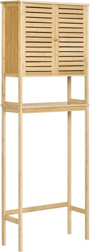 Kleankin-Boven het toiletkastje-Bamboe-60x23x173cm-Natuurlijk hout