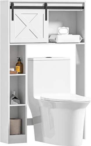 HOMCOM-WC-kast-MDF-80x17x128cm-Wit