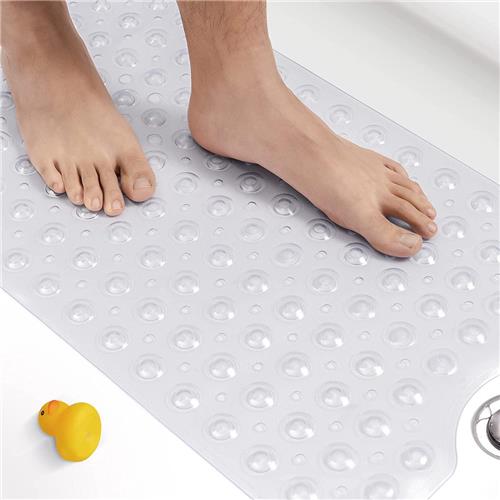 Badmat, antislip, 100 x 40 cm, extra lange antislipmat, badkuip, douchemat, antislip, vrij, schimmelwerend en machinewasbaar, transparant,