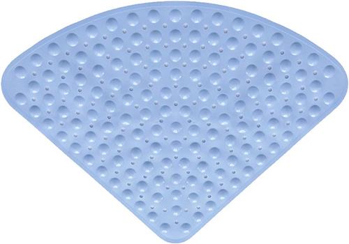 KZQ Waaiervormige antislipmat - badmat - loofah douchemat - met afwatering antislip - badmat - voetmat - 54 * 54 cm - driehoek - geschikt voor hoekdouche - antislip, massageoppervlak - hemelsblauw