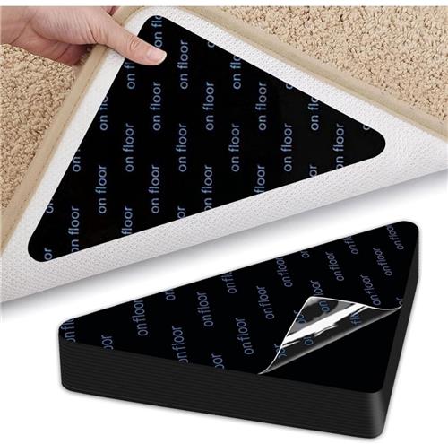 Daity Verpakking van 12 - Tapijtstickers, antislip tapijtpads voor hardhouten vloeren en tegels, herbruikbare antislip tapijtclips voor vloerkleden, dubbelzijdige kleefclips om hoeken plat en stevig te houden (zwart)