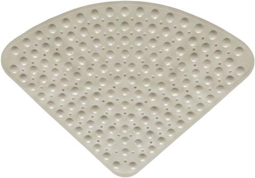 KZQ Waaiervormige antislipmat - badmat - loofah douchemat - met afwatering antislip - badmat - voetmat - 54 * 54 cm - driehoek - geschikt voor hoekdouche - antislip, massageoppervlak - kaki