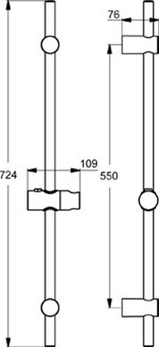 Ideal Standard Idealrain glijstang 72cm v handdouche 100mm chroom