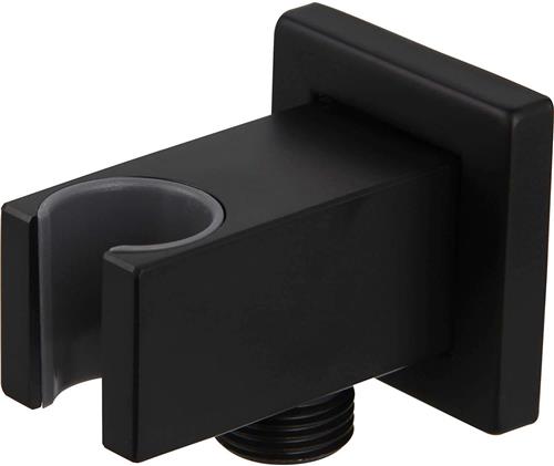 Handdouchehouder met 1/2" wandaansluitbocht, messing, mat zwart