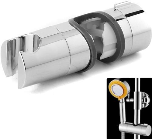 KZQ Douchekop Bevestigingsbeugel - Douchekop Ophangbeugel - Glijdende Rail Douchekopbeugel - Universele 20-25mm - Verstelbaar - Badkamer Douchekopbeugel - Voor Glijdende Rail Glijdende Clip Badkamer Vervanging - Chroom - Douchekopbeugel - Zilver