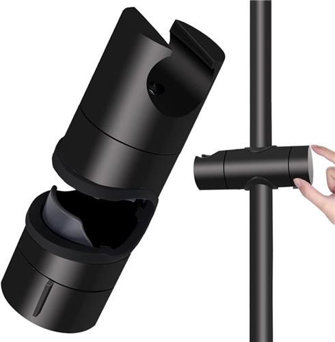 SNQ Handdouchehouder - Douchekophouder - 360° Verstelbaar - Voor handdouche, badkamerdouchekop - Ronde stang van 20-25 mm beschikbaar - Zwart