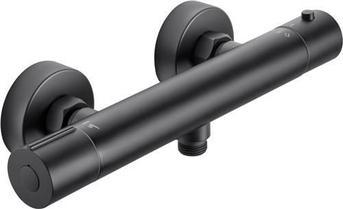 DERW MAX Thermostatische Douchekraan - 15 cm - Waterbesparend - Met CoolTouch Technologie - Inclusief Koppelingen - Zwart