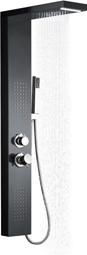 Aufun Douchepaneel Roestvrijstaal Douchesysteem met Regendouche, Regendouchezuil, Massagedouche, Douchekolom Set met Handdouche voor Badkamer Douche, Zwart