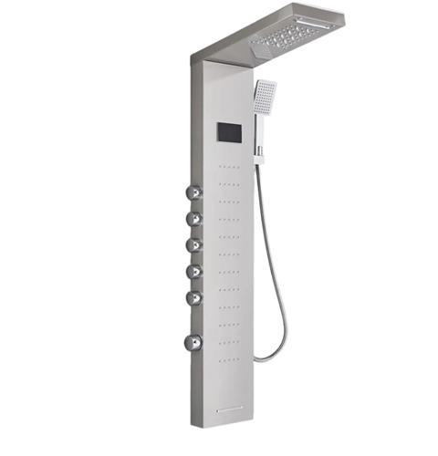 Douchepaneel Opbouwdouche SaniSupreme® Como LCD Premium Zilver Brushed met 2 jaar garantie