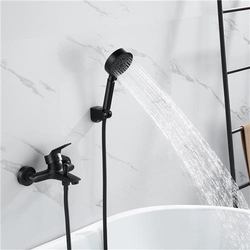 Auralum max Badkraan Met handdouche - Klassieke Badmengkraan Set Met 5 functies Voor Bad en Badkamer - Zwart