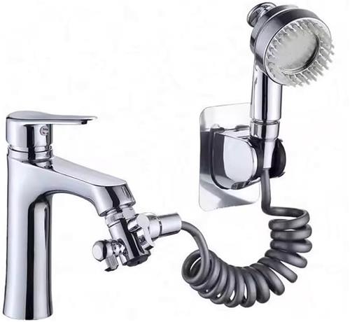 Curami 3-in-1 Douchekop met Massageborstel / Massagekop extension voor Kraan  Voor Hoofdhuidverzorging: Hoofdhuidmassage, Ontklitten, Anti-Roos & Waterbesparing  Met Slang & Adapter  Geschikt voor Badkraan