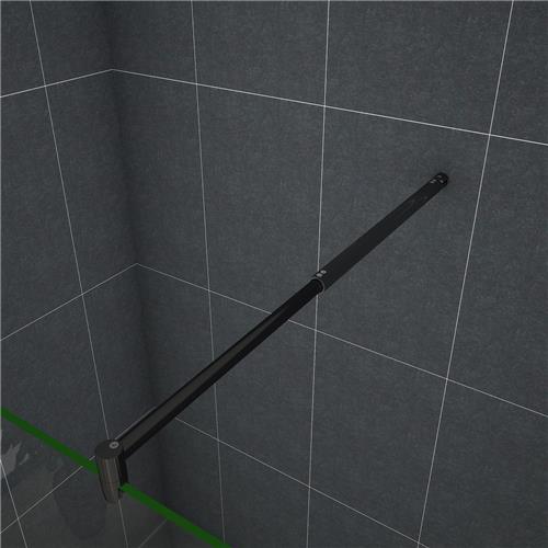 Mat zwarte stabilisatiestang bied voldoende steun aan de douchewand, Lengte stang: 70-120cm