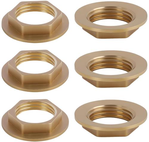 KZQ 6 stuks moeren - Messing zeskant zekeringmoeren - Binnendraad flensmoeren G1/2 inch - Flensmoeren 1/2 inch - Moeren - Koudwaterkranen - Koudwaterkraan accessoires - Geschikt voor kranen, wastafels, flensmoeren, sanitair, accessoires - Geel