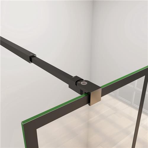 Mat zwarte stabilisatiestang bied voldoende steun aan de douchewand, Lengte stang: 73-120cm