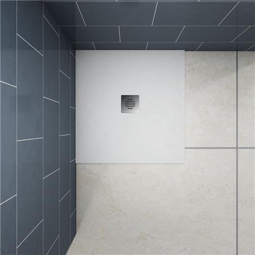 Douchebak 90x90x3cm witte kunststeen