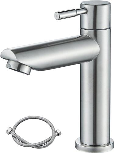 Kraan voor koud water, met uitloop, kraan voor wastafel, koud water voor toilet, koudwatermengkraan alleen van roestvrij staal voor badkamer