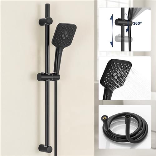 Sofetiy MAX Doucheset met Handdouche - 70 cm Glijstang - 3 standen - Doucheslang 150 cm - Anti-Kalk Douchekop - Zwart