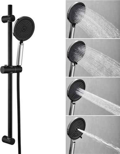 Auralum max Doucheset met Handdouche 4 standen - Handdouche ø 12.68 cm - 71 cm Glijstang - Mat Zwart