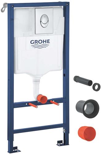 Grohe Rapid SL - Voorwandinstallatie voor hangende toilet, bedieningsknop Skate Air, chrom 39442000