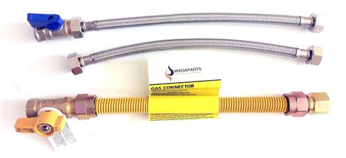 Wagaparts Aansluitset - Voor Diverse Geisers - Flexibele Pijp - ½ Koppeling - Binnendraad.