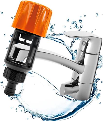KZQ 2 Stuks - Tuinslangkoppeling - Badkamerkraan - Naar Tuinslangadapter - Universele Waterdief - Oranje