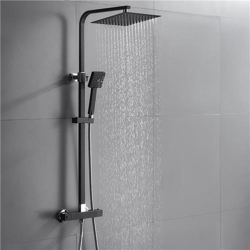 Auralum Max doucheset thermostatische - Chromen douchekolom - Intelligente thermostaat van 38 graden - Veiligheidsslot - Regendouches -Handdouche met enkele functie en 10 hoofddouche