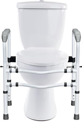 COSTWAY Opstahulp toilet in hoogte verstelbaar, wc-steunhulp met armleuningen, zonder boren, antislip wc-handgreep voor senioren en gehandicapten, tot 136 kg belastbaar, 48 x 65 x 84 cm